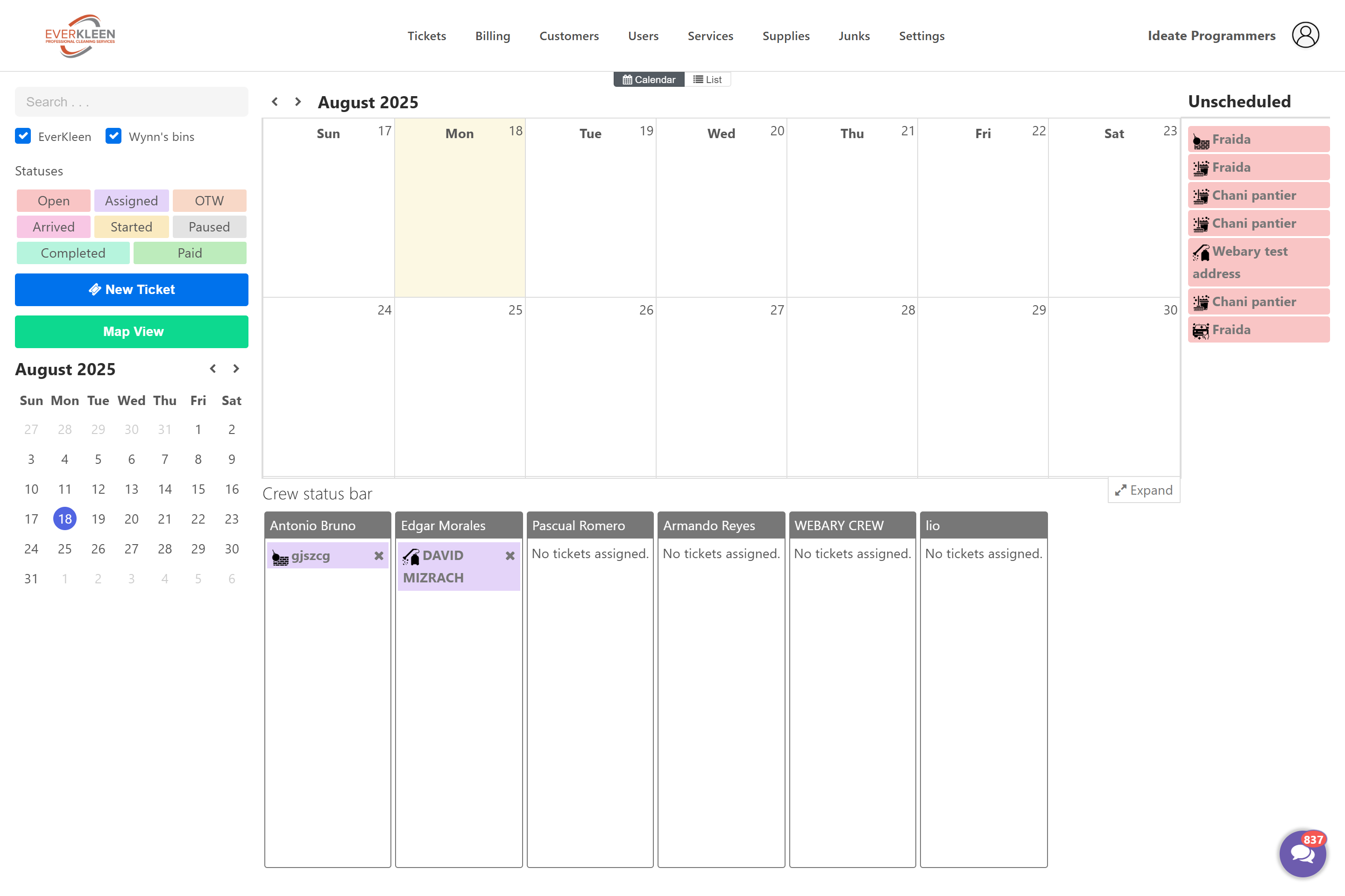 The EverKleen Admin Panel streamlines cleaning service management by allowing admins to handle bookings, assign staff, monitor tasks, and track progress—all from one easy-to-use dashboard.