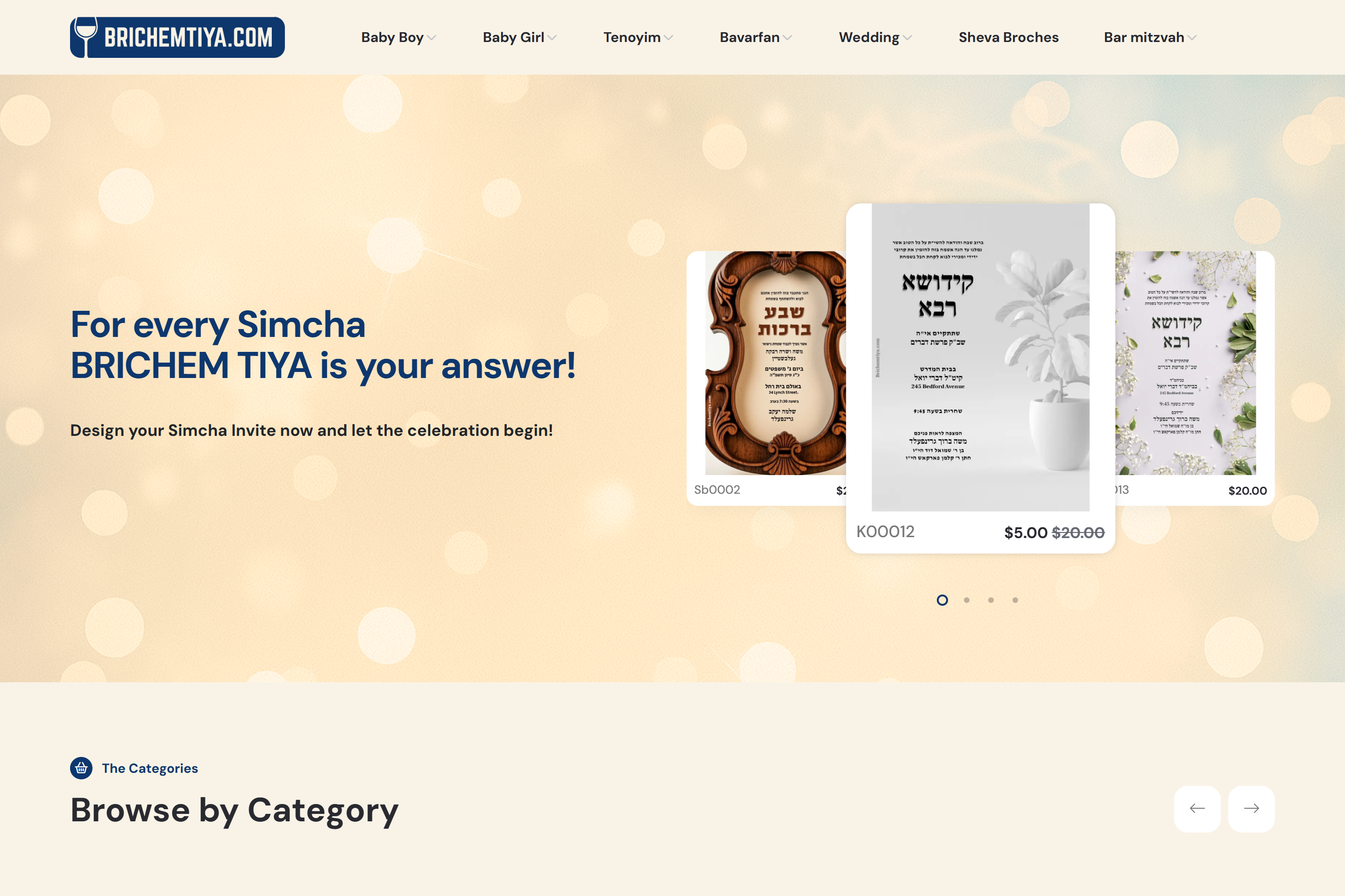 Brichemtiya is a Laravel-based platform where users can customize greeting cards with their own text and purchase them online.