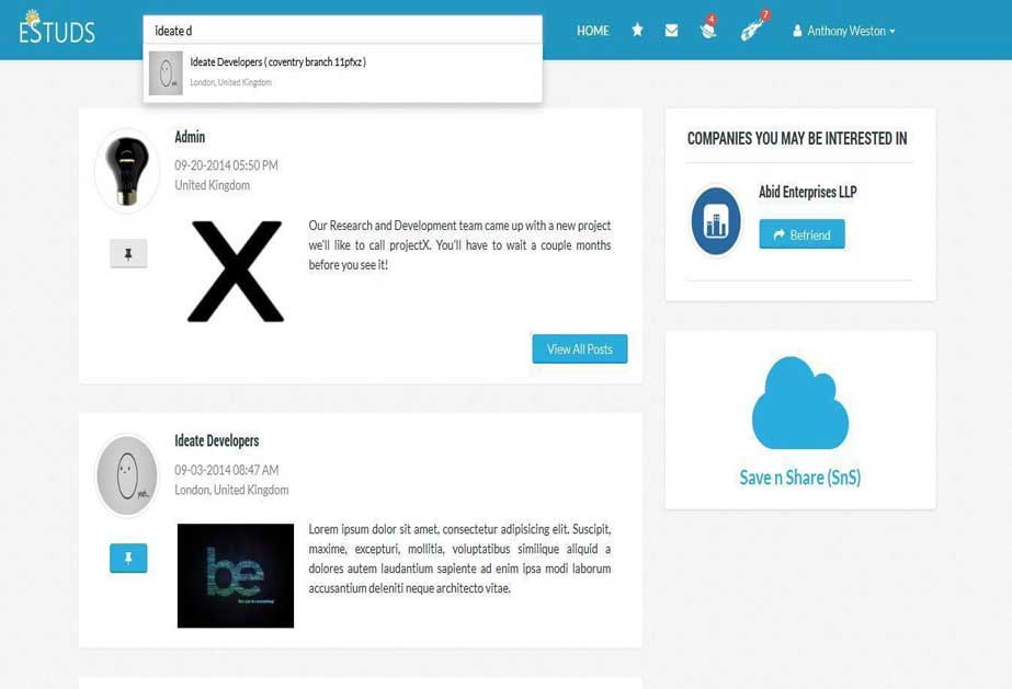 This website is build on social recruitment concept where companies and students (graduates) can be friend each other and companies can recruit good candidate by reviewing their degrees and results or CV.