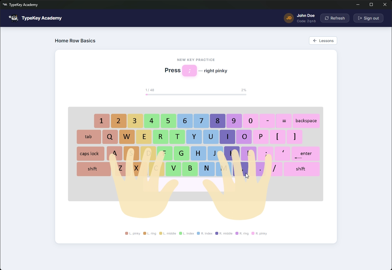TypeKey Academy is a complete offline-first typing curriculum desktop application suite built for school computer labs, featuring separate Teacher/Admin and Student Electron apps, a local LAN server app for network communication, a CMS for content managem