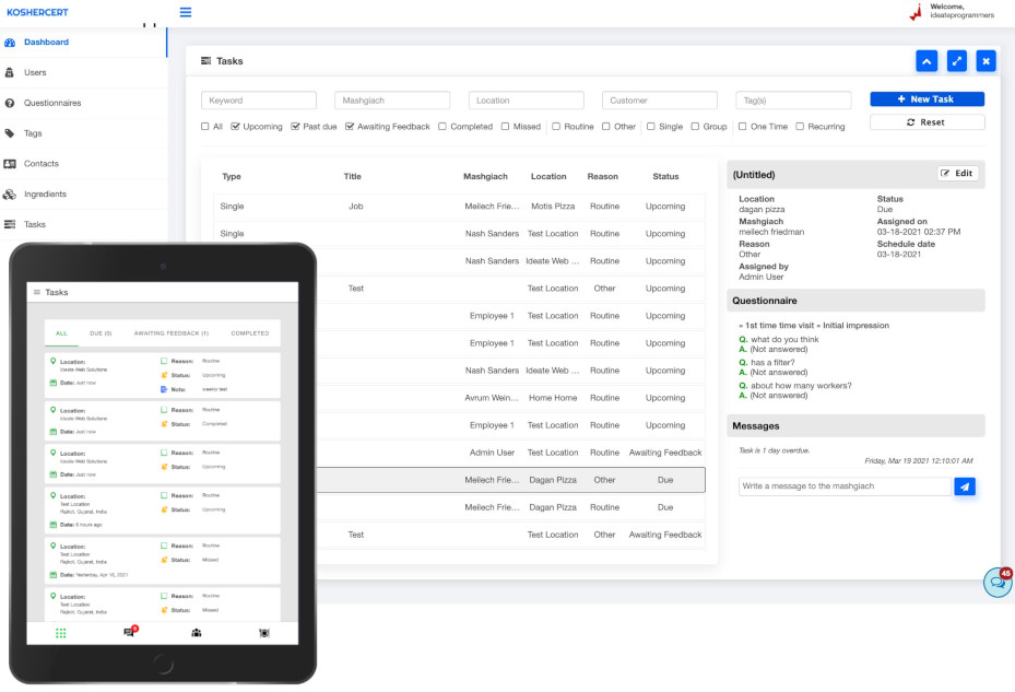 The food certifying company’s internal web application. Web admin portal and the APIs built over CodeIgniter where as the front-end mobile website for the supervisors built over ionic.